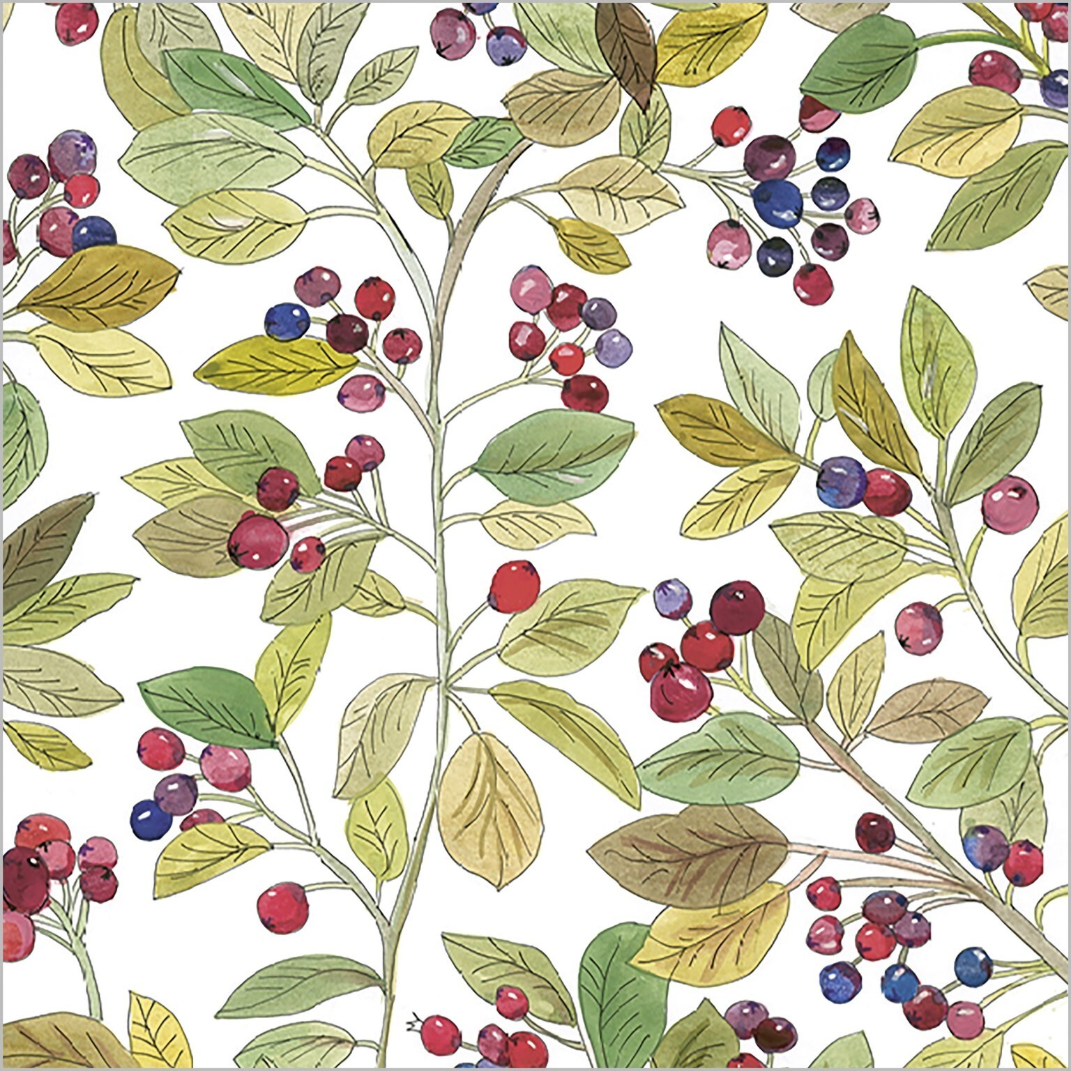 4 x COCKTAIL Paper Napkins/3-Ply/25cm/Decoupage/Autumn Leaves and Berries