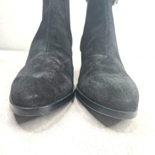 Rag & Bone Biker Boots Suede Black Moto Buckle Heeled Chelsea Ankle Booties 6.5 - Picture 4 of 12