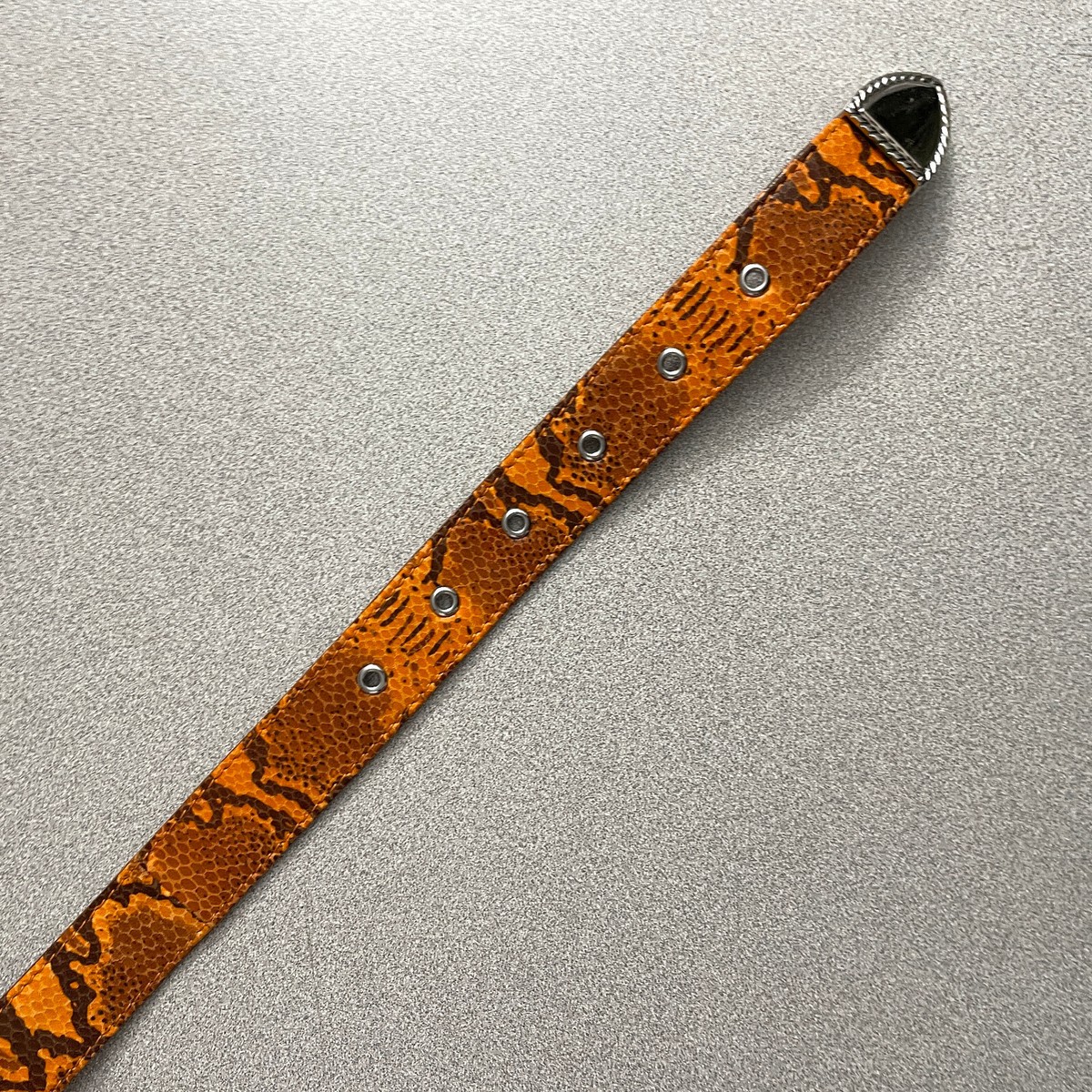 GRLFRND Leather Belt Large Womens Orange Snake Print Silver  display picture 2