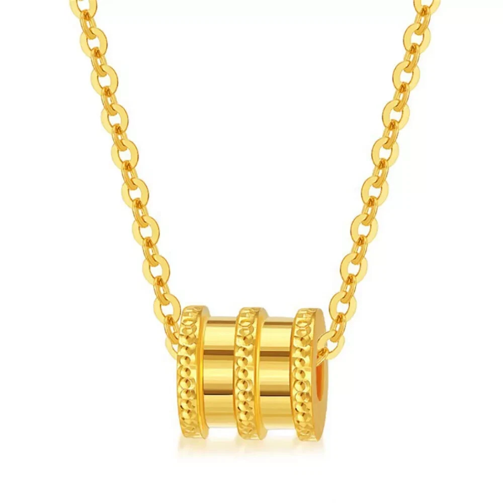 18k/Au750 ペンダント 18K Solid Gold Cylinder Pendant Cute Beautiful Jewelry