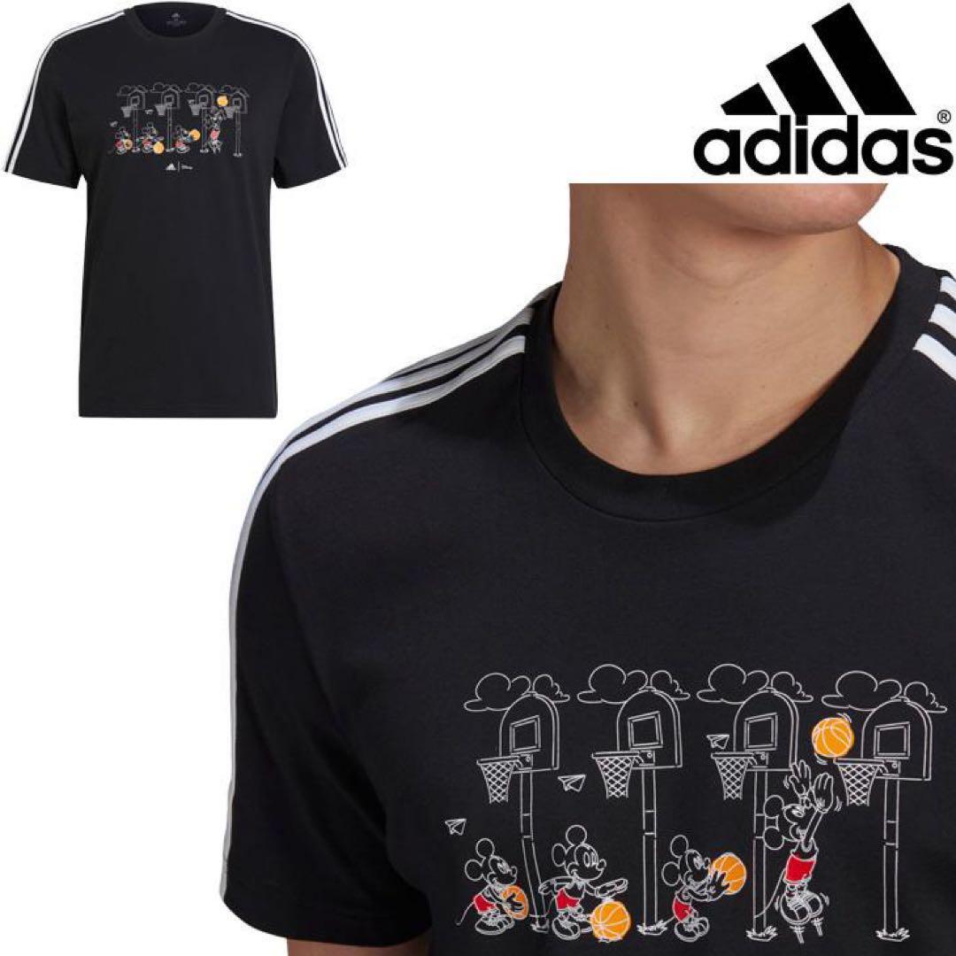 ☆Adidas x Disney☆Originals Short-Sleeve T-shirt Black Adidas Disney Collaboration Mickey Basketball Short Sleeve T