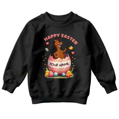 Personalisiertes Jungen Mädchen Pferd im Ei Frohe Ostern Sweatshirt Pullover Outfit #ED