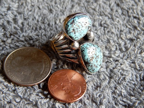 New Mens Black Spiderweb Turquoise Silver Ring Navajo Lorenzo James Size 10 1/2 - Picture 4 of 5