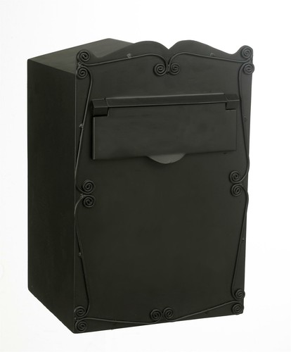 Schwarze Oberfläche Mulrose Briefkasten Postkasten für Metalltore mit hinterer abschließbarer Tür - Bild 2 von 3