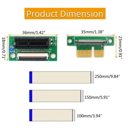 10cm/15cm/25cm PCIe to 36Pin 1X Extension Cable, LED Display, Gold Plated Header - Picture 8 of 8