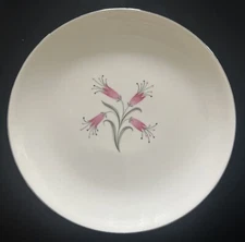 HOMER LAUGHLIN 'BIG PAY-OFF' 7” SALAD PLATE BY BESS MYERSON, Pink & Gray Floral