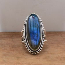 Labradorite Gemstone 925 Sterling Silver Handmade Ring All Size