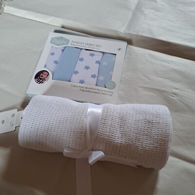 Ziggle Bandana Dribble Lätzchen 4 Stück blau weiß Primark weiß Decke Einheitsgröße
