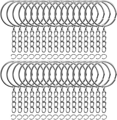 50PCS Bulk Keychains Set, Split Keychains Rings with Chain 1 Inch, Key Rings,