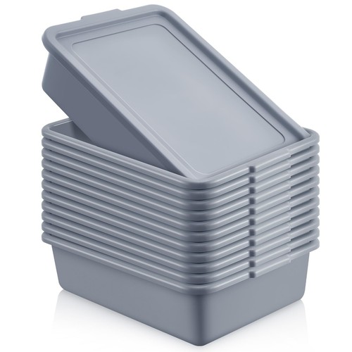Vesici 12 Pcs Meat Tub 13 L Bus Tubs Plastic Boxes with Lids and Handles