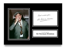 Sir Norman Wisdom Signed A4 Photo Autograph Trouble in Store Gift Display + COA