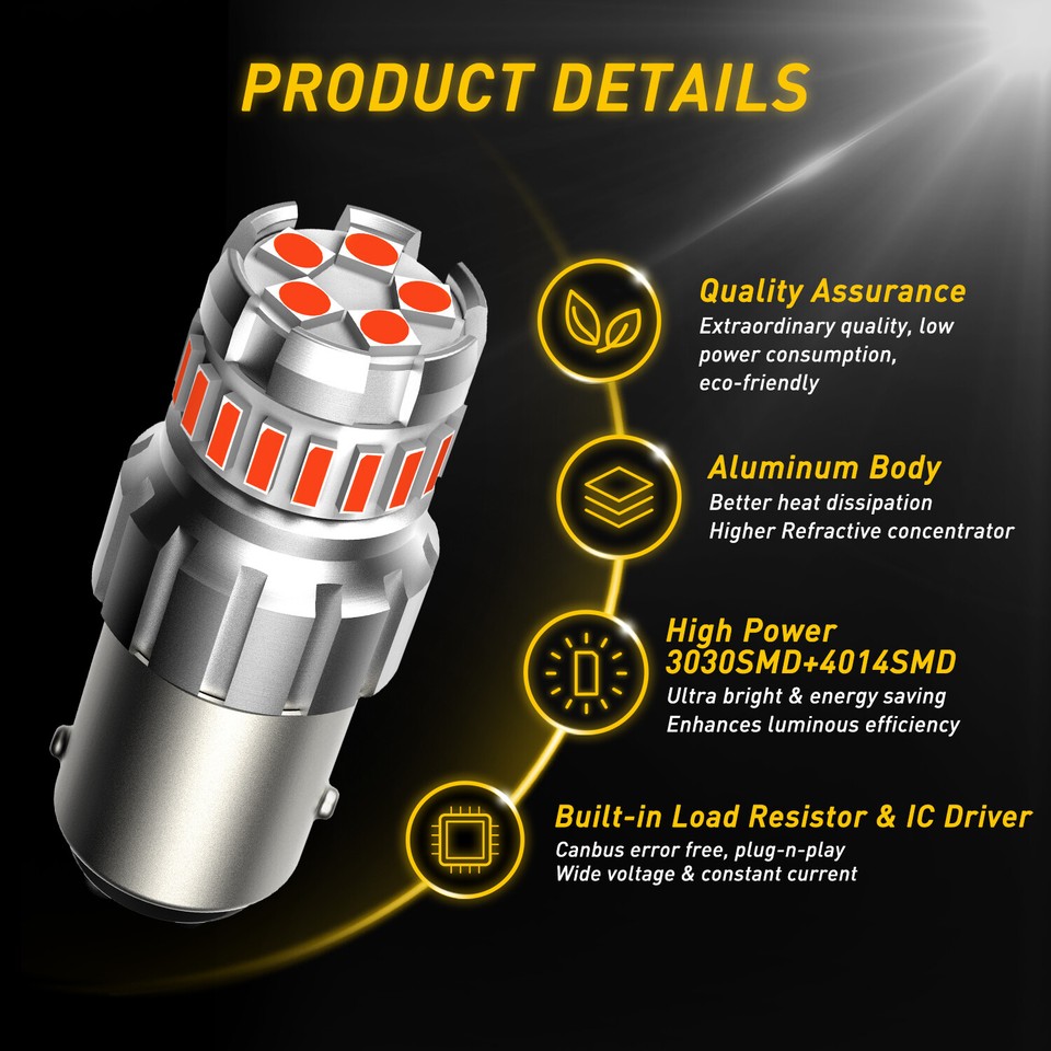 Ruiandsion 2pcs 1157 LED Bulbs BAY15D DC 6V Red Super