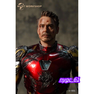MUST WORKSHOP 1/6 A-001  Man Tony Stark Head Sculpt Battle Injured Figure