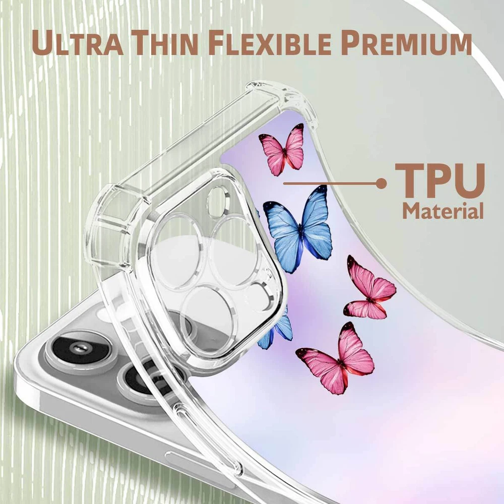 iPhone 14 Pro Max 15 16 Plus Samsung A56 A16 Butterfly TPU Case