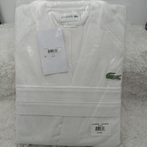 Lacoste Robe Unisex One Size Fits All White Classic Cotton Pique Alligator