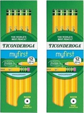 Dixon Ticonderoga Beginners Primary Pencils, 2, Yellow, Box of 12 (13308) 2 Pack