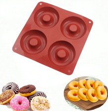 1pc 4-Cavity Silicone Donut Mold, Heat Resistant For Making Large Donuts, Cakes,