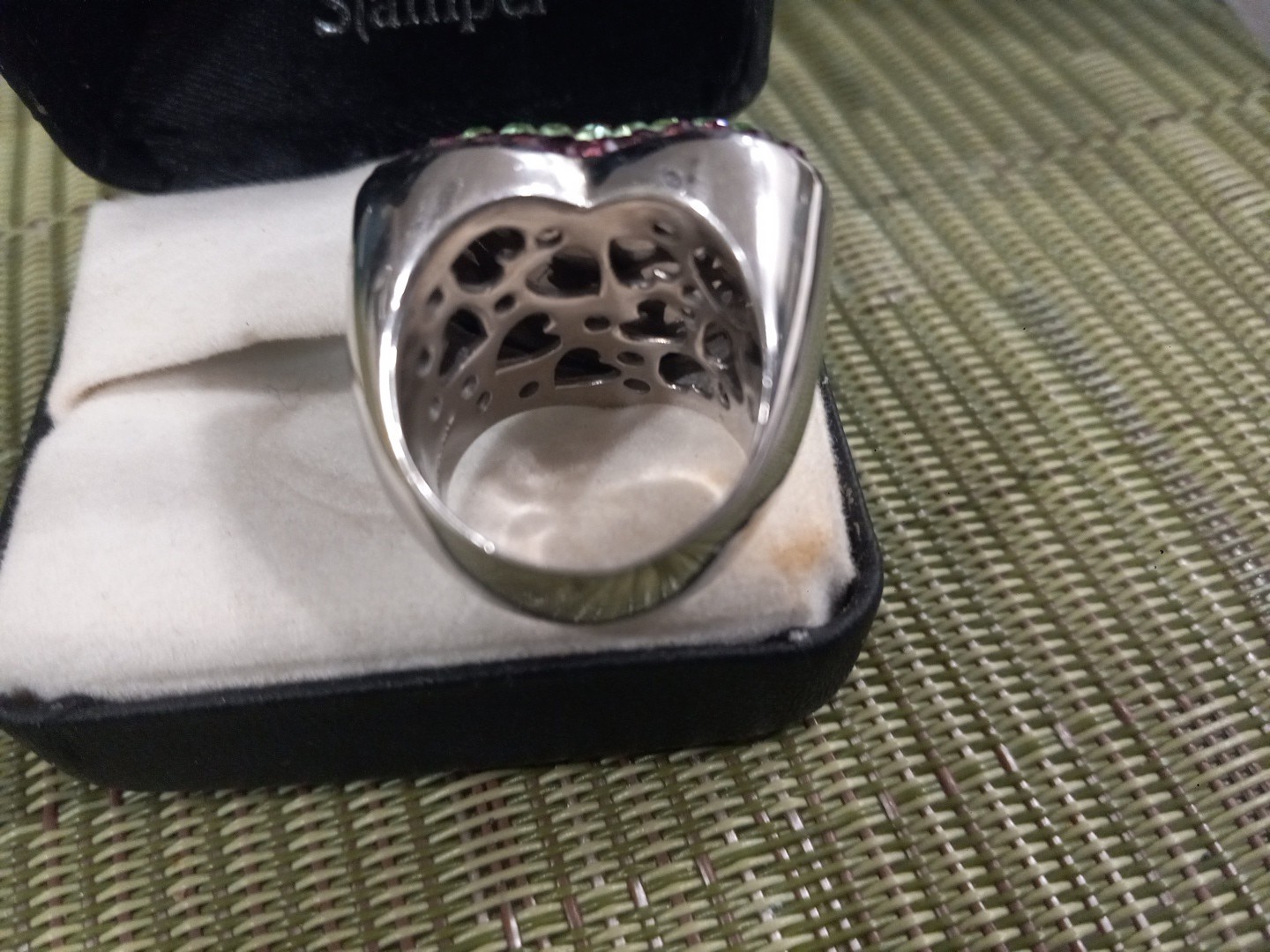 HEART RING STERLING SILVER MULTI COLORED CRYSTAL … - image 9