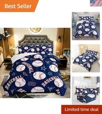 Contemporary 3-Piece Twin Baseball Comforter Set - Kids' Cozy Bedding