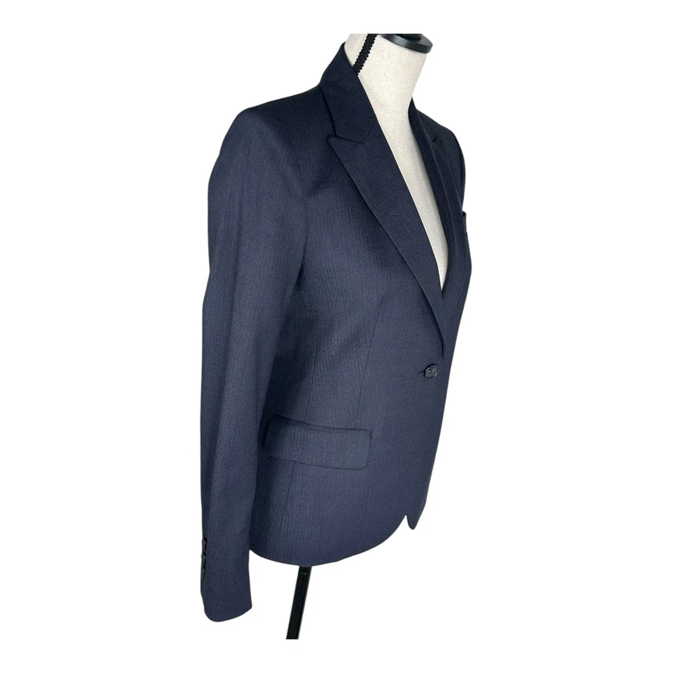 Jaqueta Blazer Theory Feminina Gabe B Mescla de Lã Um Botão Tamanho 2 Preta Fabricada nos EUA - Imagem 2 de 4