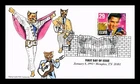 US COVER ELVIS PRESLEY LEGENDS OF MUSIC FDC CATS NANCY LADD HAND COLORED