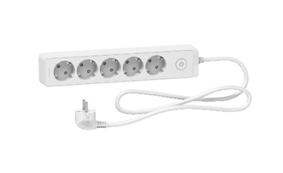 Schneider Electric ST9451W Schleppkabel, 5 Schuko, schaltbar, 1,5m Kabel Neu
