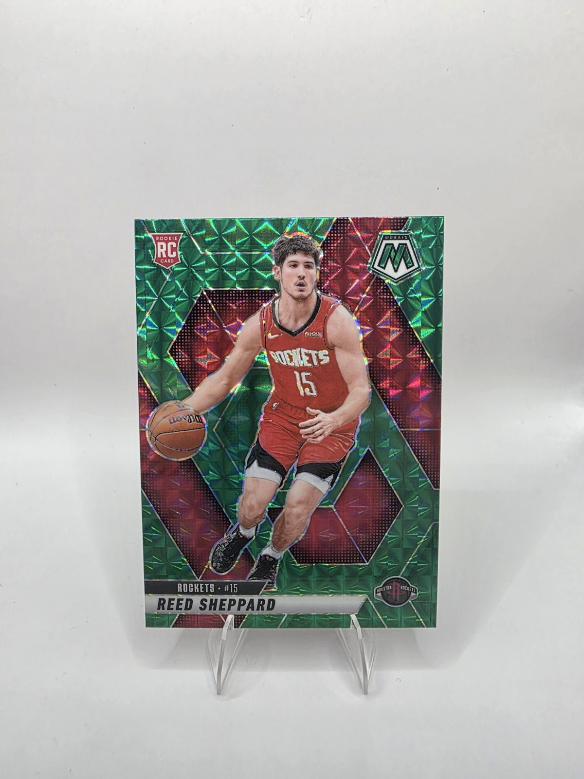 2024-25 Mosaic Reed Sheppard RC Green Rookie #249 Rockets