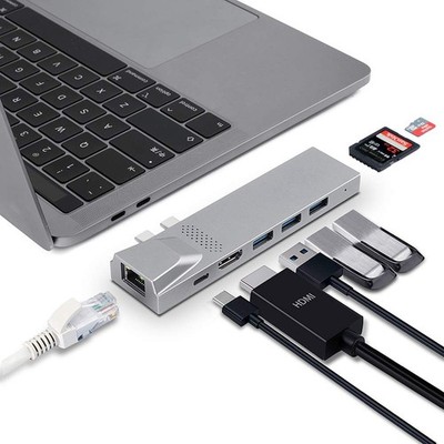 USB C Hub for MacBook, 8-in-1 Docking Station Adapter with 4K HDMI, Gigabit E...