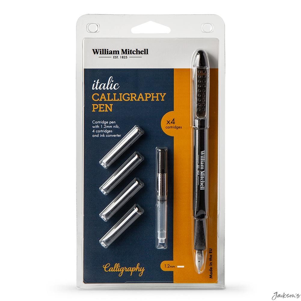 William Mitchell Italic Calligraphy Fountain Pen Metal 1.2mm Nib Writing