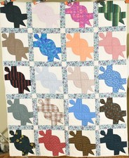 RARE Vintage 40's Antique Patchwork Quilt UNUSUAL TURTLE DESIGN