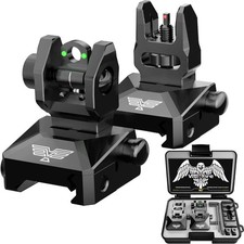 Fiber Optic Iron Sights for Picatinny Rail  Flip Up Front and Rear Backup Sight