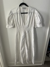 Ganni White Eyelet Midi Dress Small 