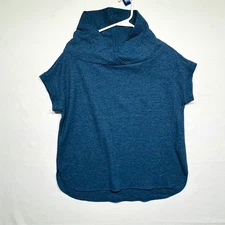 Sucolla Blue Short Sleeve Cowl Neck Top Lightweight Thermal Large Size Women's 2
