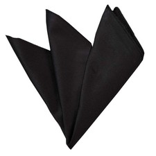 Solid Black Squares Mens Pocket Square - Premium Silk Handkerchiefs for Suits