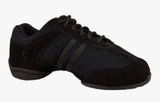 Sansha Black Dance Studio Exercise Sneaker Size 8M Mesh Suede Lace-Up Split-Sole
