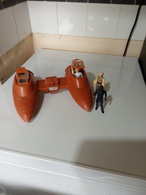Vintage 1980 Star Wars Twin-Pod Cloud Car mit Figuren, Fahrwerk lose.