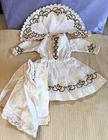 Antique Doll Clothing White 4 Piece Dress as Found