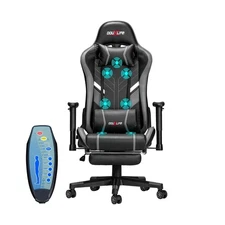 Home Office Gaming Chair w/ Footrest Full Body Massage Grey-Black Reclining 175&
