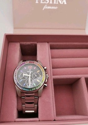 Festina Damen Uhr Analog Edelstahl 316L Silber - Quarz Chronograph - Mineralglas