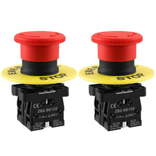Baomain 22Mm Push Button Switch 2NC N/C Red Mushroom Emergency Stop 600V 10A ZB2