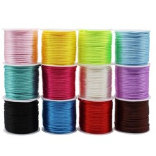 Nylon Cord Satin String 2mm x 132 Yards 12 Colors Rattail 12 Colors-132Y