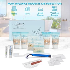 Aqua Organics Amenity & Accessory Kit Travel Size Toiletries ~ New in Sealed Box