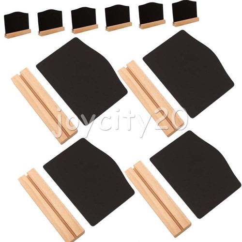 10Pcs Mini Chalkboard Sign Double Sided Small Blackboard with Wooden Base UK - Picture 3 of 12