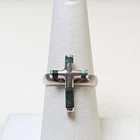 Stunning Vintage Sterling Silver 3D Malachite Cross Ring Size 7 Religious 925