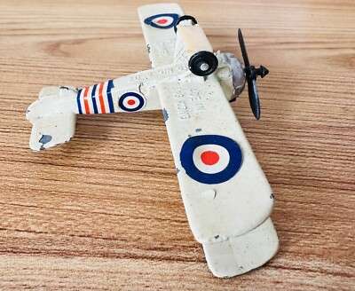 1950s 60s Sopwith Camel A-07 Diecast Made In Hong Kong Heavy Metal Toy Airplane