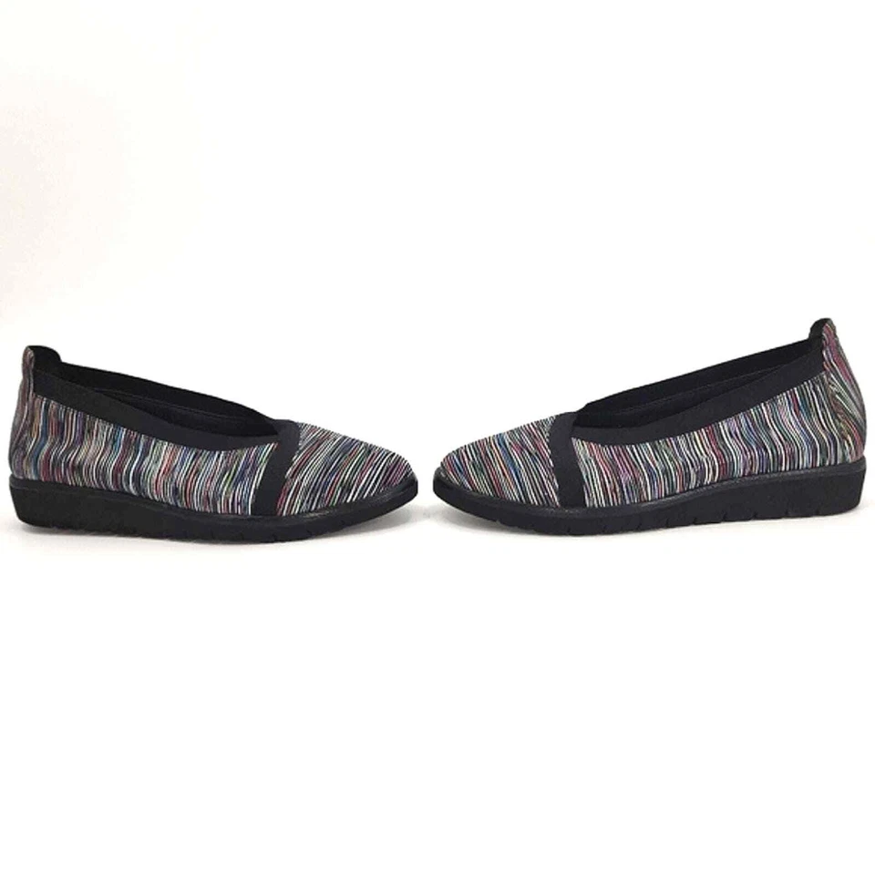 Nurture Kizzie Leather Multi-Color Striped Wedge Slip-On Shoes Womens Size 9 - Image 2 of 4