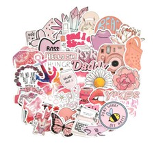 50pcs Pink Stickers Hydro Flask Good Vibes Decal Teen Cute Positivity Vsco Girl