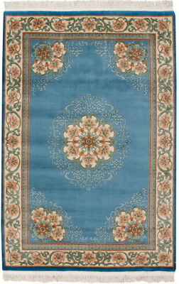 RRA 6x9 Chinese Floral Peking Design Light Blue & Ivory Rug 18071