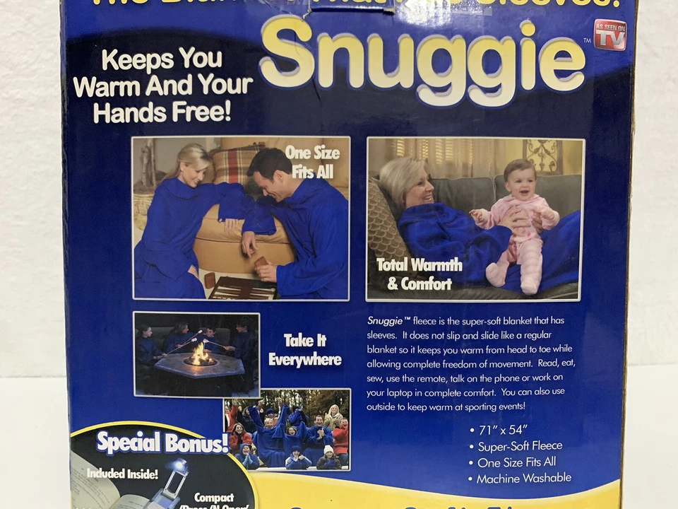 SNUGGIE Original Blanket Sleeves Blue Adult Soft Fleece In Box One Size - Image 3 of 4