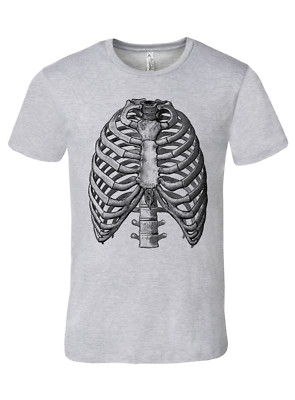 Ribcage ribs x ray anatomy shirt, mens athletic gray premium tee tshirt